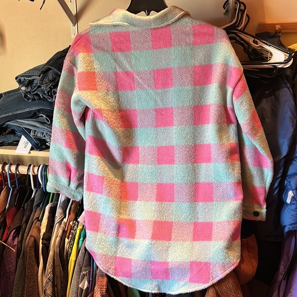 New pink green checkered shacket - Picture 3 of 3